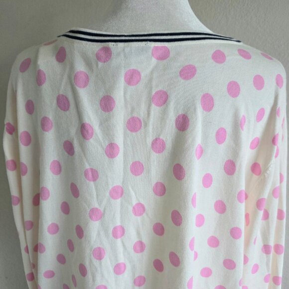 Talbots Plus Sz 3X Cardigan Sweater Cotton Blend Lightweight Pink Polka Dot NEW - Picture 6 of 8